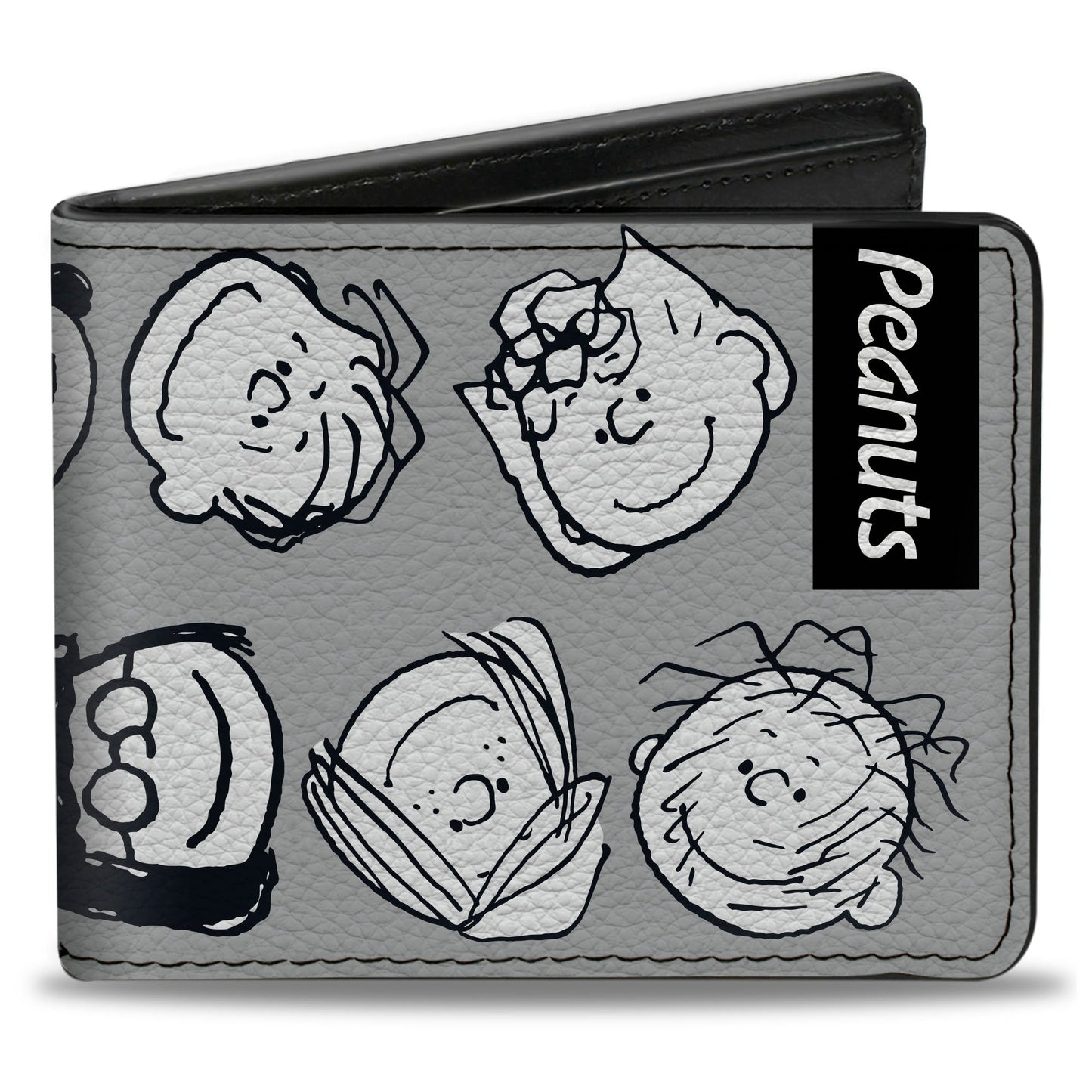 Bi-Fold Wallet - Peanuts Gang Ten Character Faces Gray/Black/White