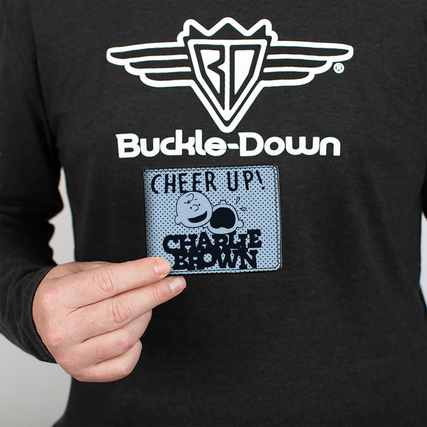 Bi-Fold Wallet - CHARLIE BROWN Poses and Quotes Light Blue/Black