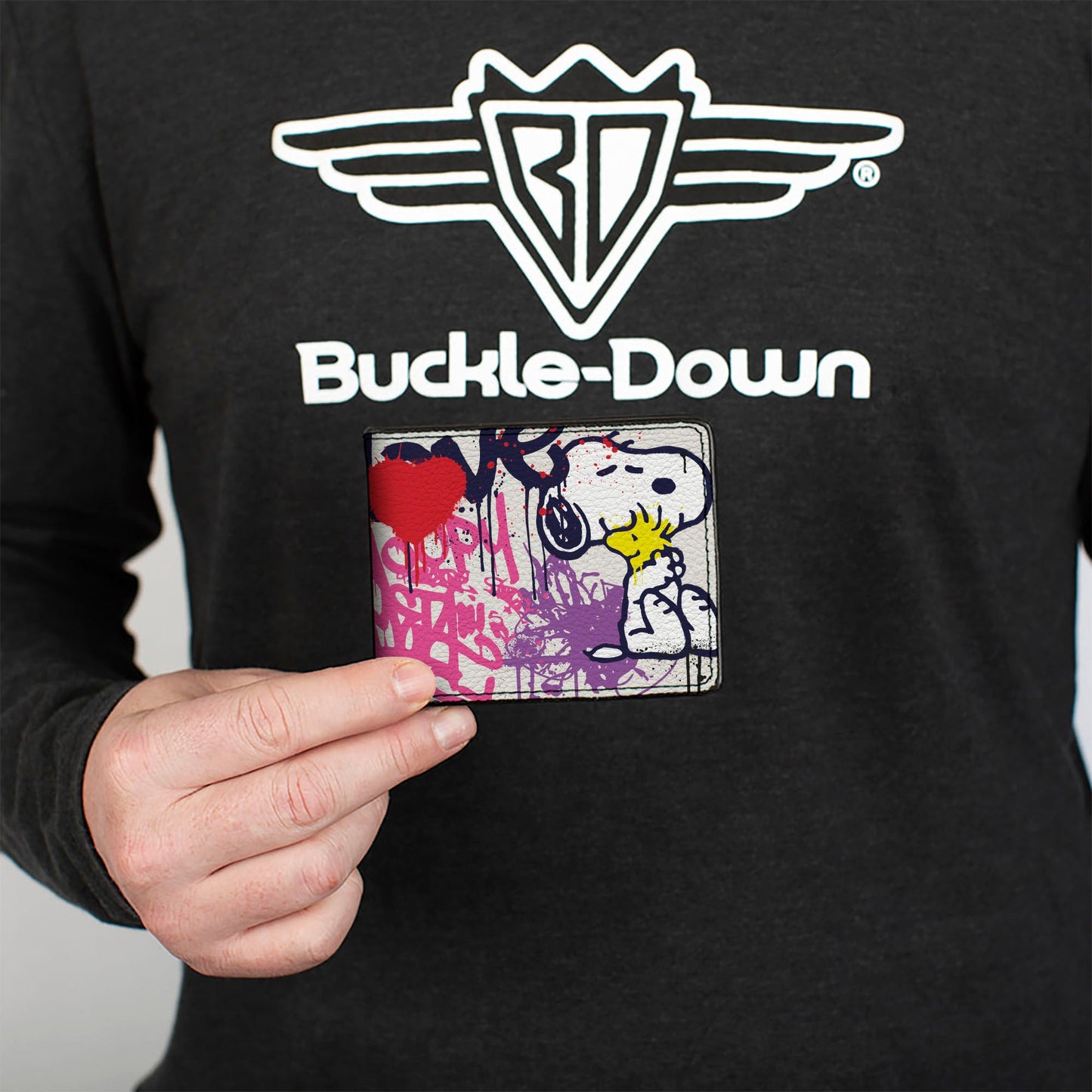 Bi-Fold Wallet - Peanuts Snoopy and Woodstock Graffiti Collage White/Multi Color
