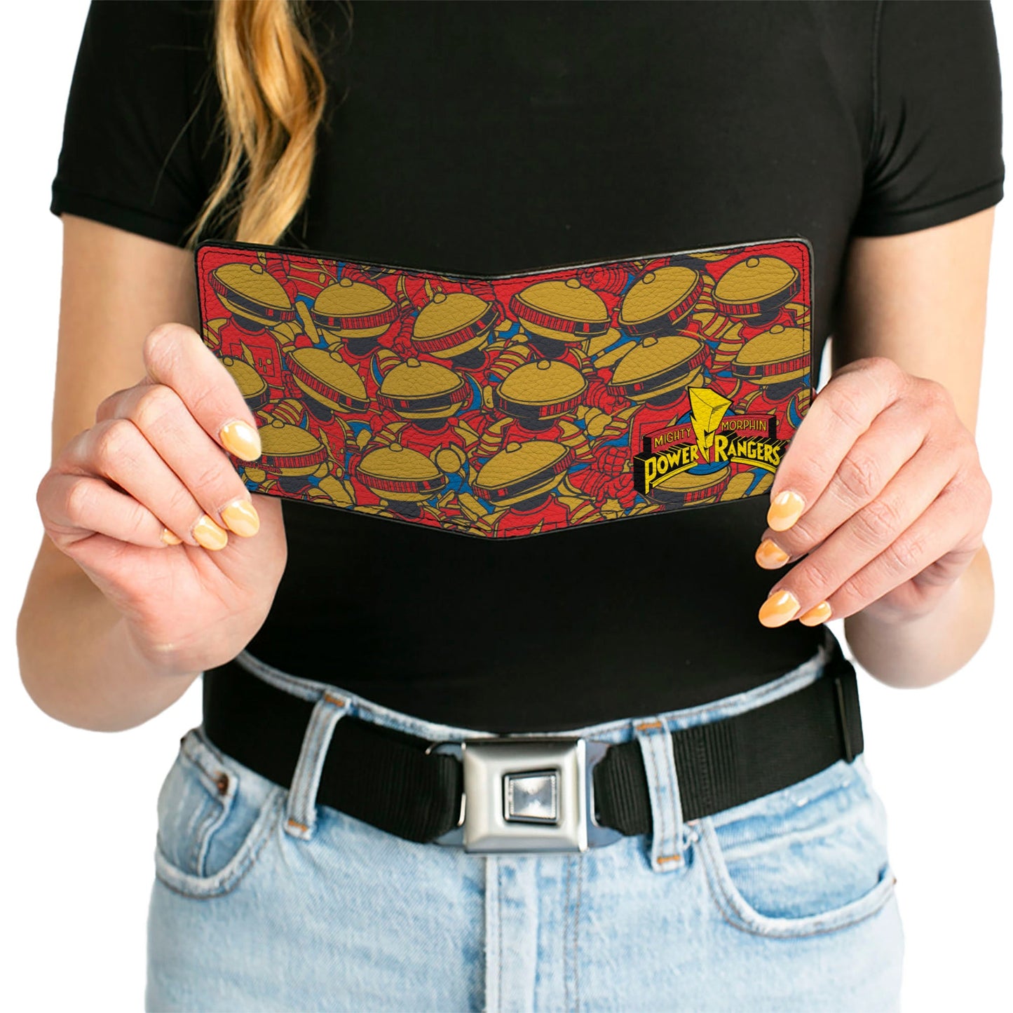 Bi-Fold Wallet - MMPR Power Rangers Retro Alpha 5 Pose Stacked