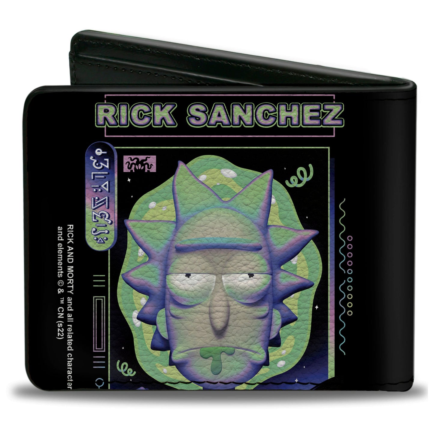 Bi-Fold Wallet - Rick and Morty RICK SANCHEZ Drooling Face Close-Up Black Greens