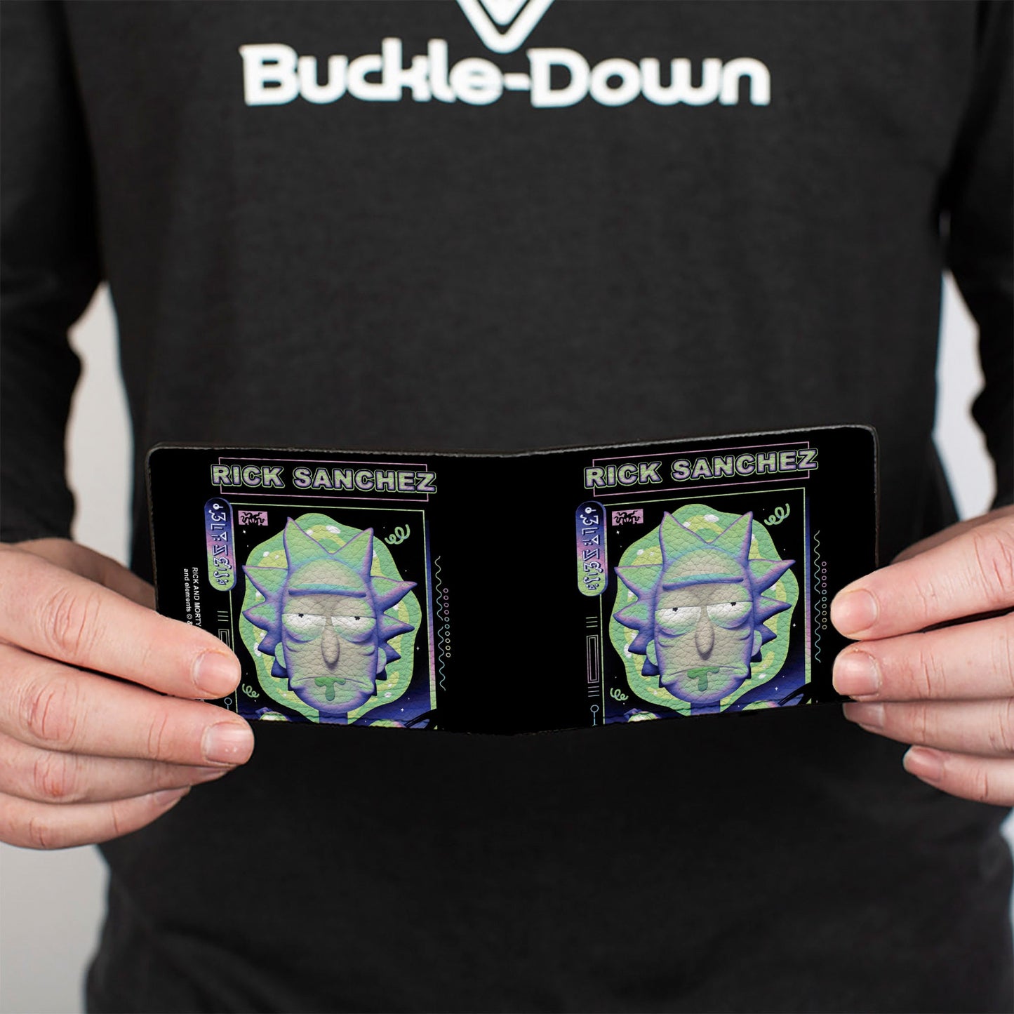Bi-Fold Wallet - Rick and Morty RICK SANCHEZ Drooling Face Close-Up Black Greens