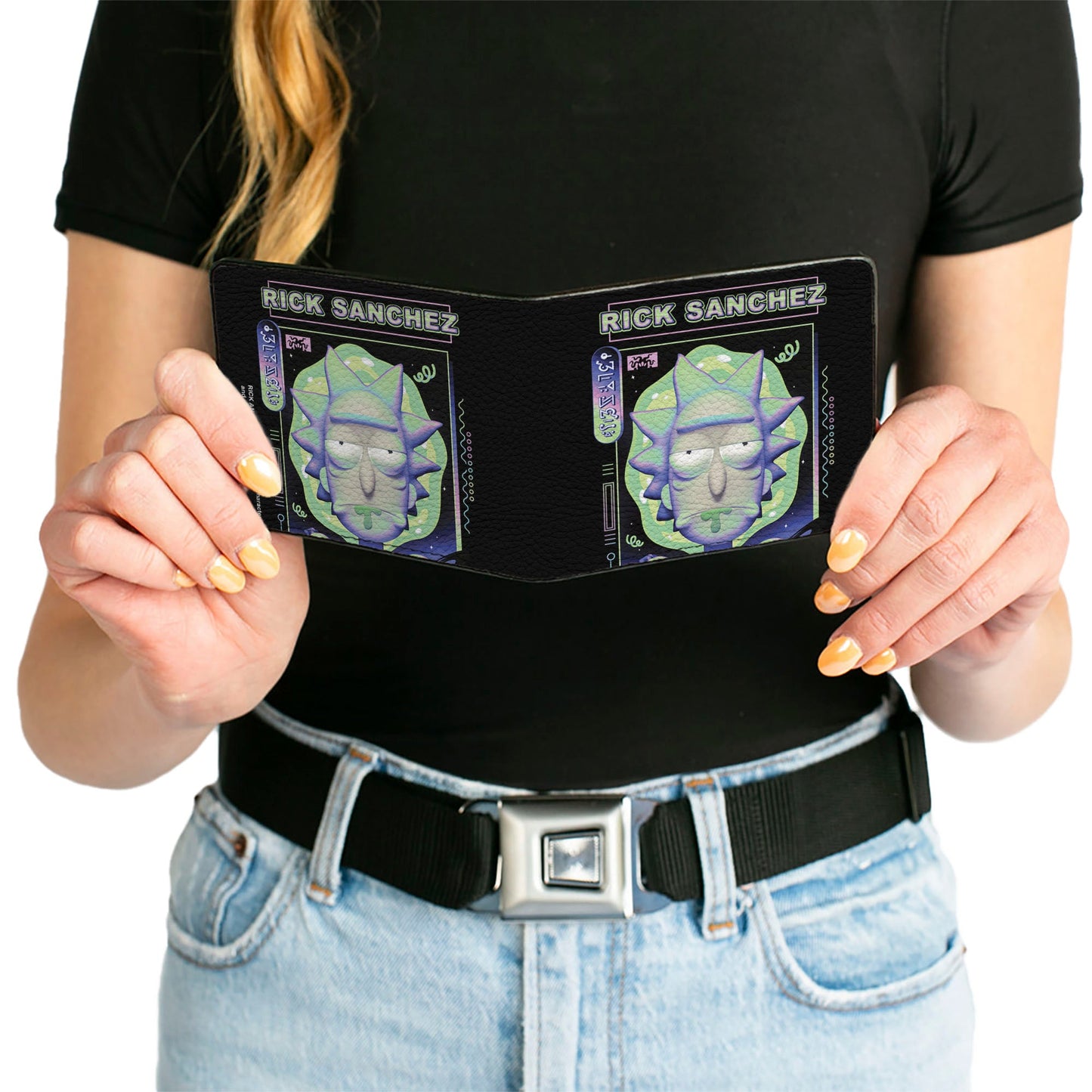 Bi-Fold Wallet - Rick and Morty RICK SANCHEZ Drooling Face Close-Up Black Greens