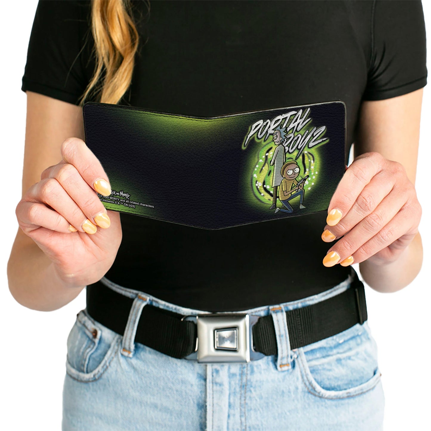 Bi-Fold Wallet - Rick and Morty PORTAL BOYZ Pose Black/Greens