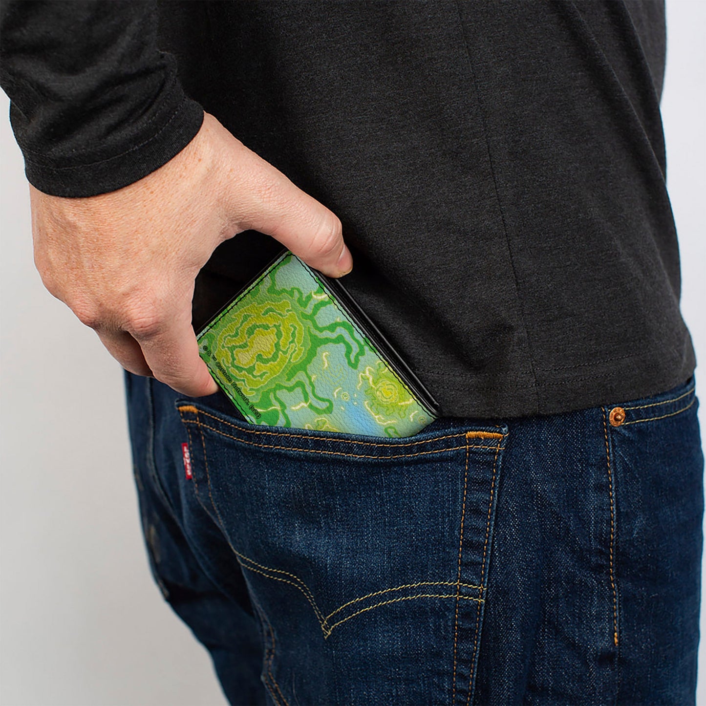 Bi-Fold Wallet - Rick and Morty Portal Gun and Portals Blue/Greens