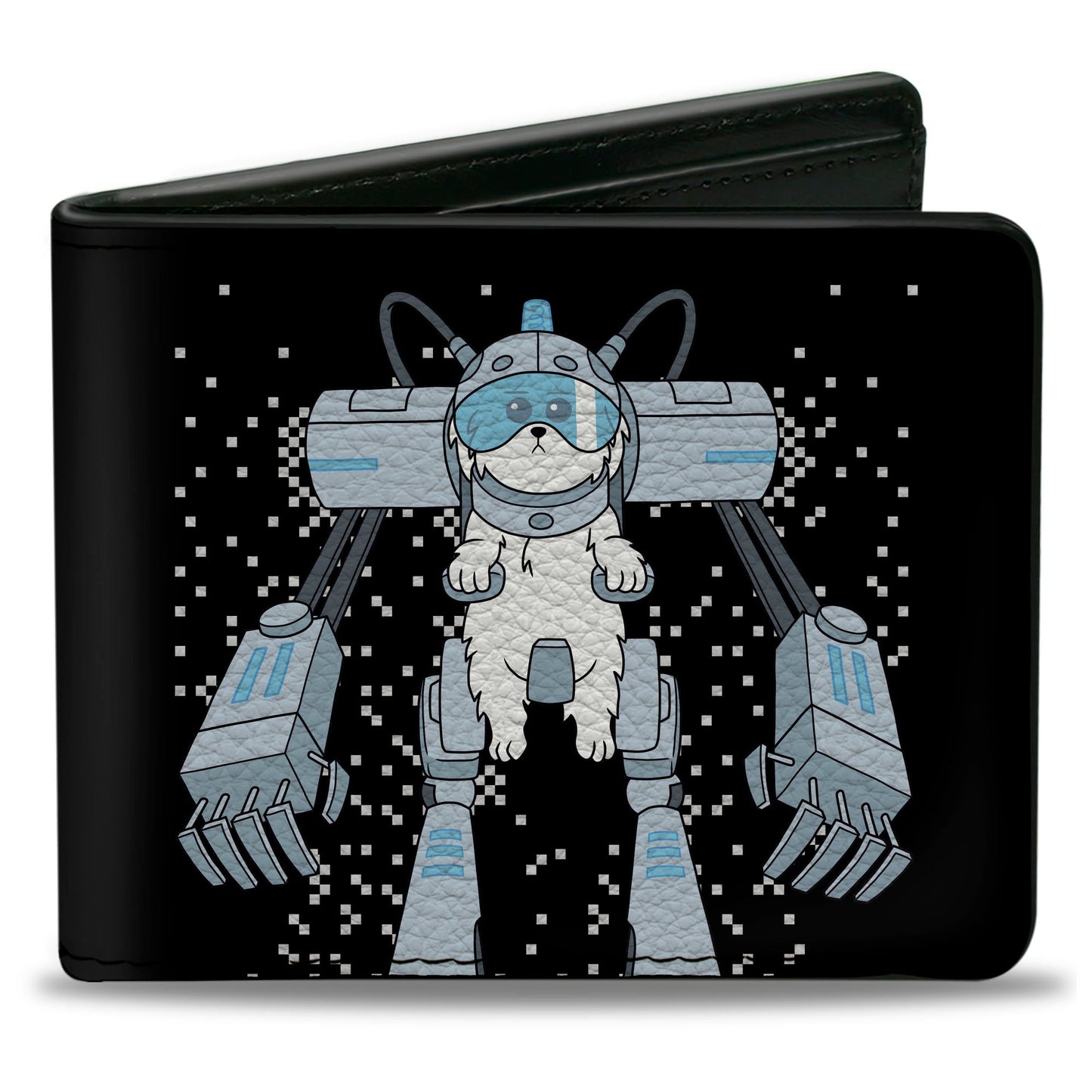 Bi-Fold Wallet - Rick and Morty Snuffles Pose and Quote Black/White/Blues