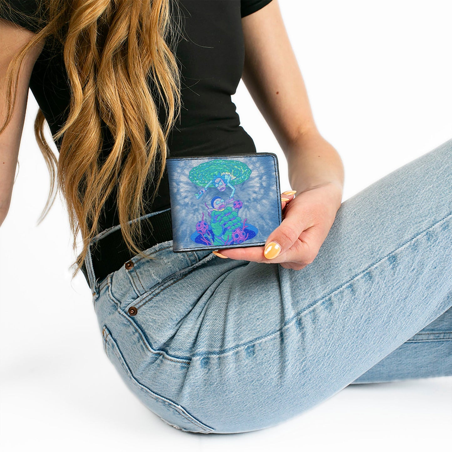 Bi-Fold Wallet - Rick and Morty Circuit Faces Portal Gun