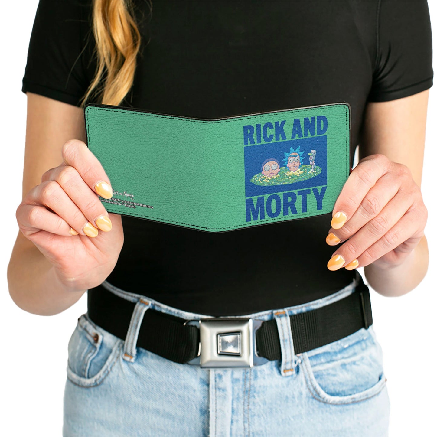 Bi-Fold Wallet - RICK AND MORTY Floating Portal Pose Turquoise/Blue