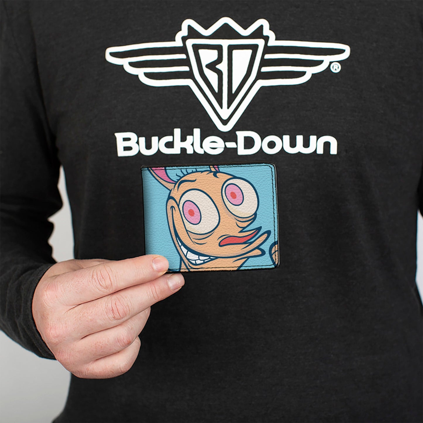 Bi-Fold Wallet - Ren & Stimpy Character Face Close-Ups Light Blue