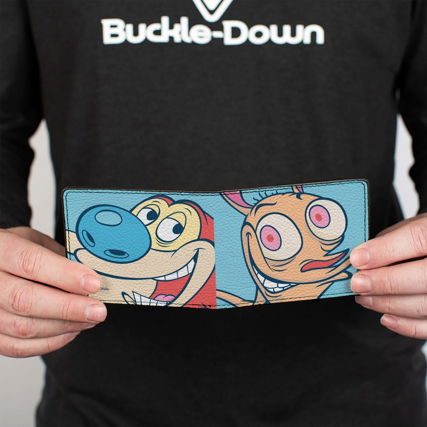 Bi-Fold Wallet - Ren & Stimpy Character Face Close-Ups Light Blue