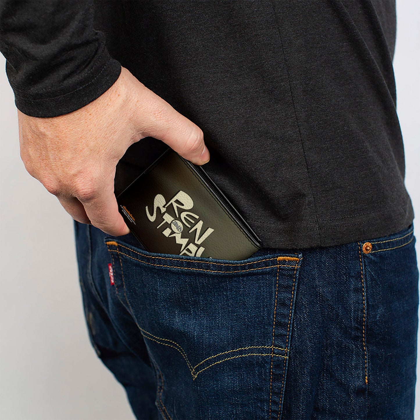 Bi-Fold Wallet - Powdered Toastman CLING TENACIOUSLY TO MY BUTTOCKS! + REN AND STIMPY Logo Black