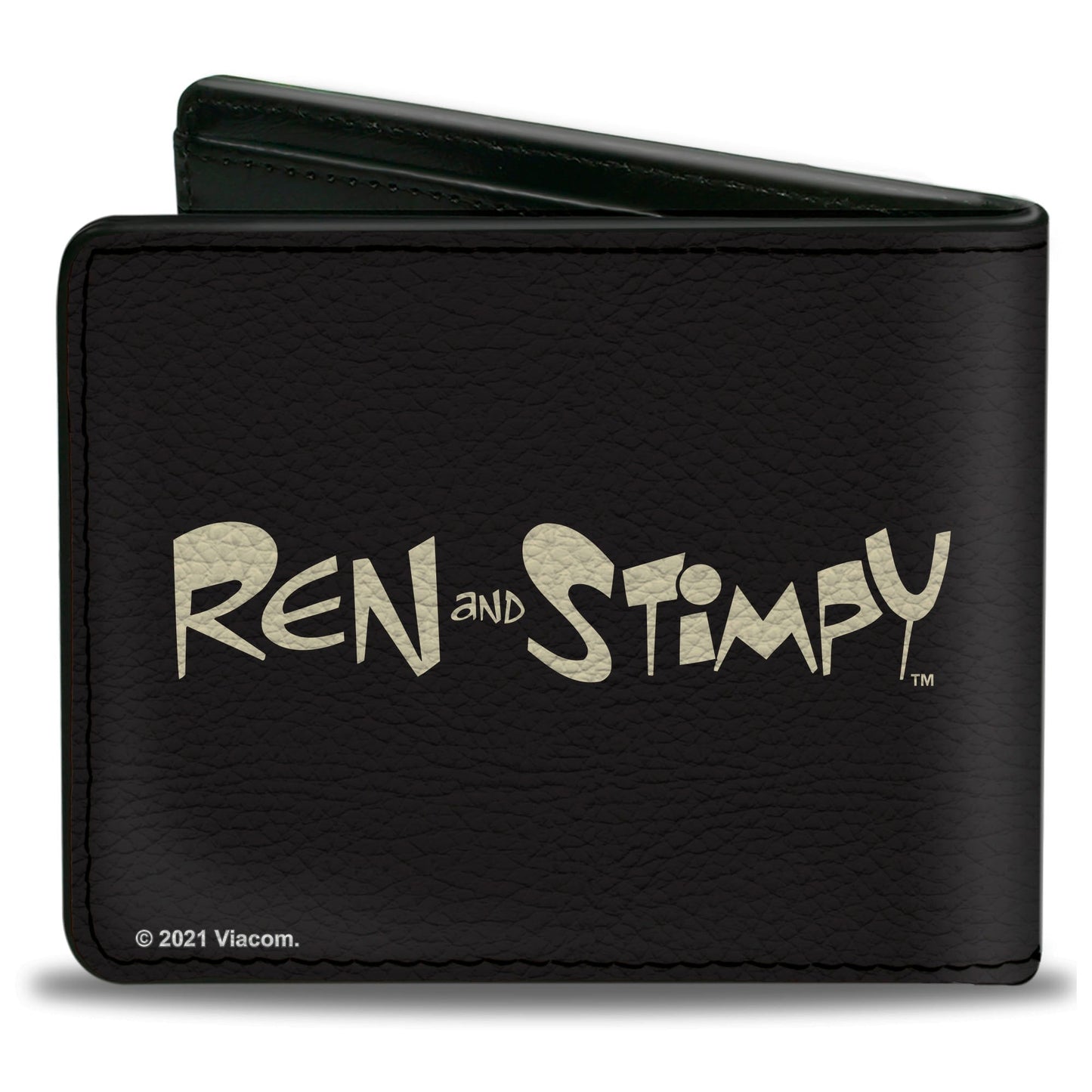 Bi-Fold Wallet - The Ren & Stimpy Show Ren Winking Pose CLOSE-UP + Logo Black