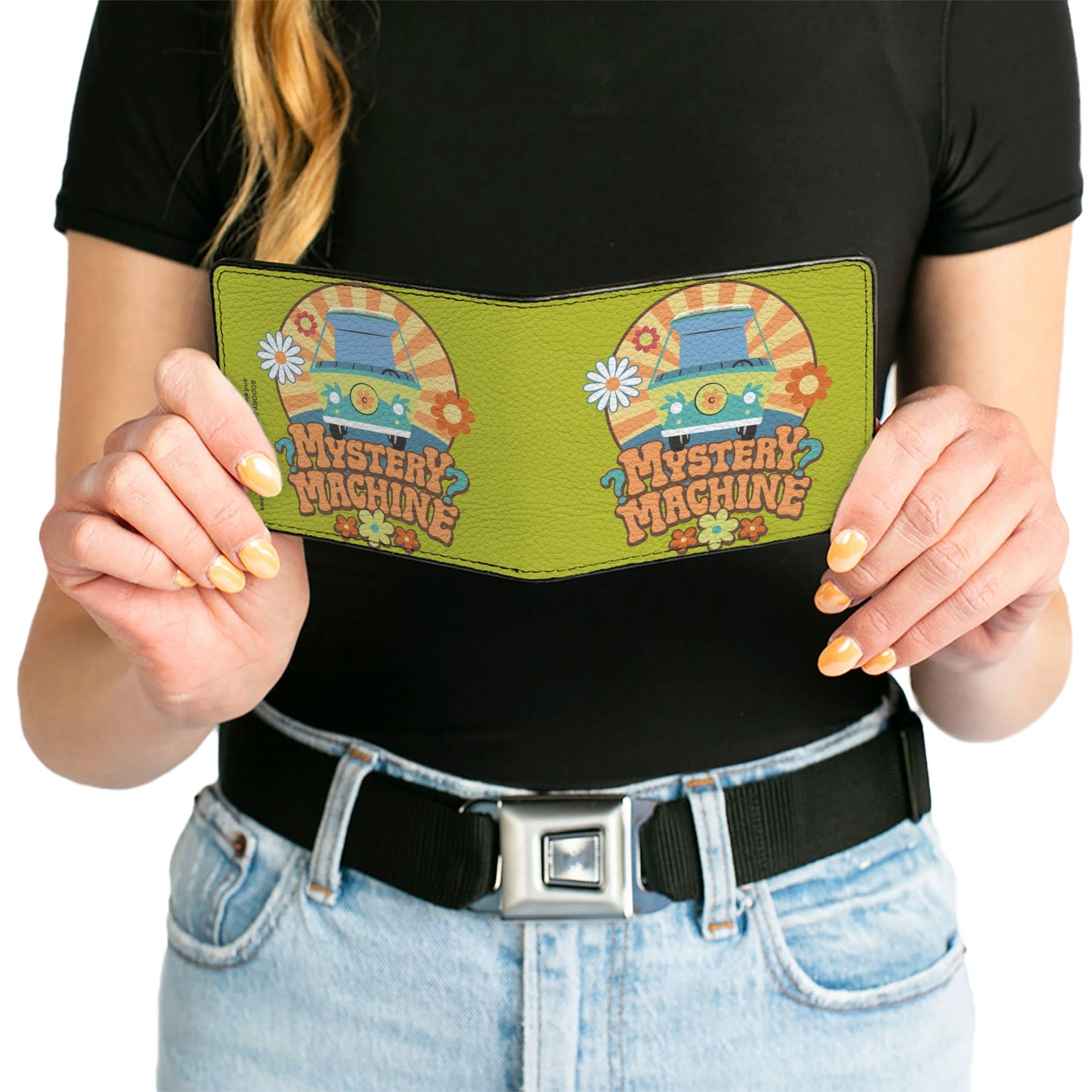 Bi-Fold Wallet - Scooby Doo MYSTERY MACHINE Sun Rays and Flowers Icon Green