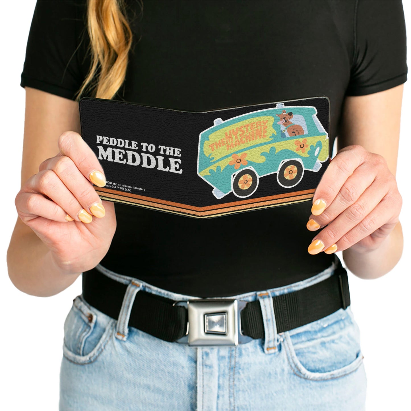 Bi-Fold Wallet - Scooby Doo Mystery Machine Pose PEDDLE TO THE MEDDLE Black/White
