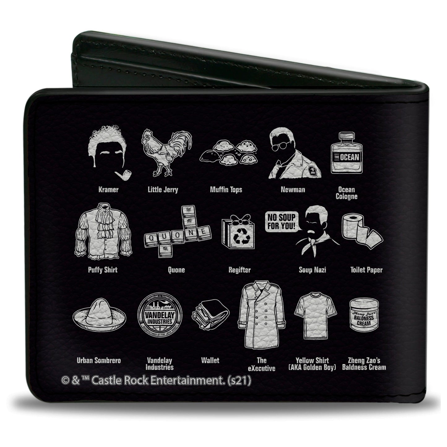 Bi-Fold Wallet - Seinfeld THE ABC's OF SEINFELD Icons Black White