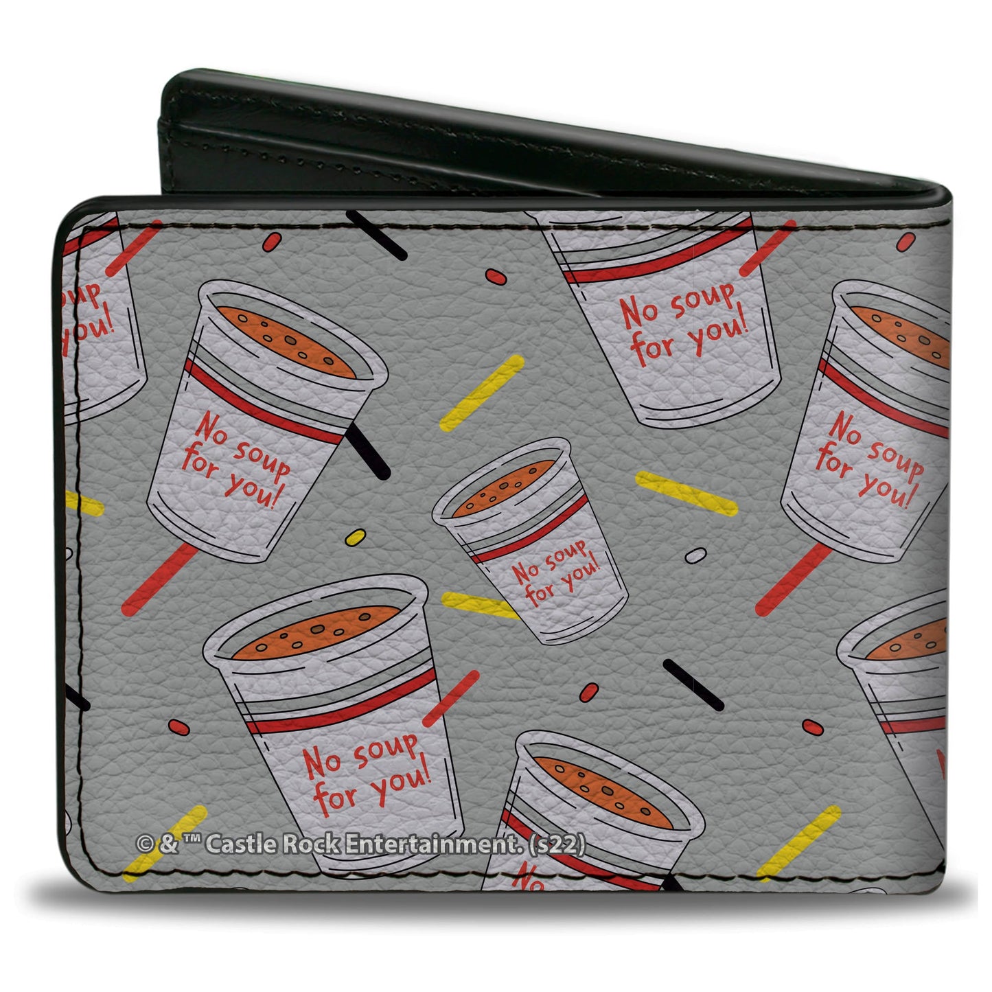 Bi-Fold Wallet - Seinfeld NO SOUP FOR YOU Soup Cups Scattered Gray Multi Color