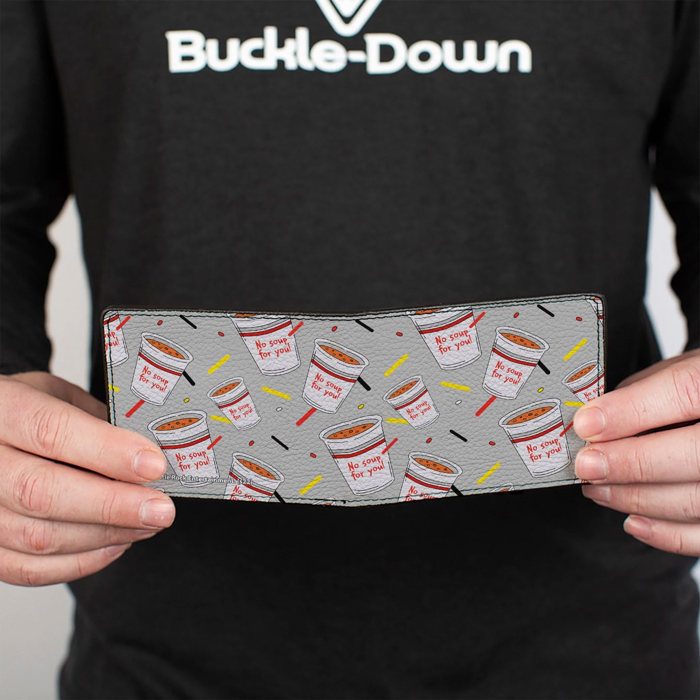 Bi-Fold Wallet - Seinfeld NO SOUP FOR YOU Soup Cups Scattered Gray Multi Color