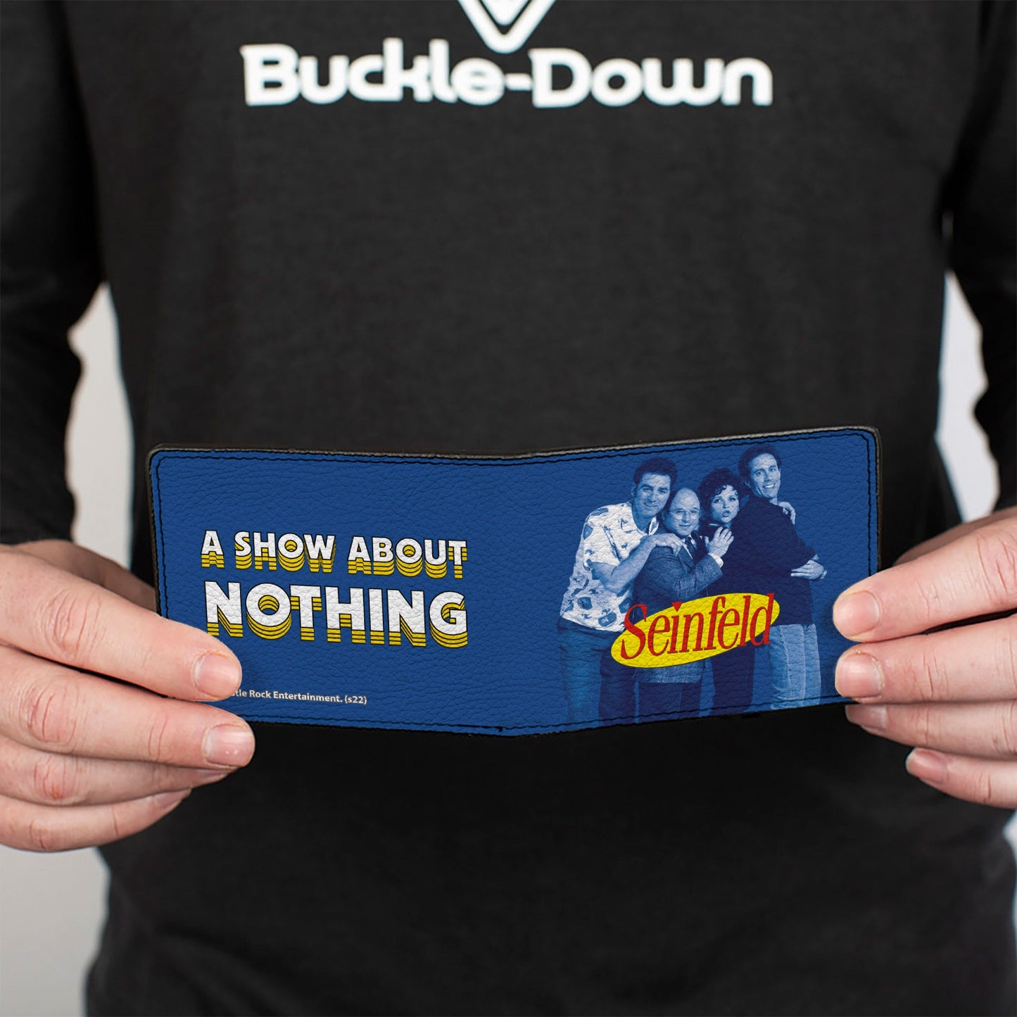 Bi-Fold Wallet - Seinfeld Group Pose + A SHOW ABOUT NOTHING Quote Blues Yellow White