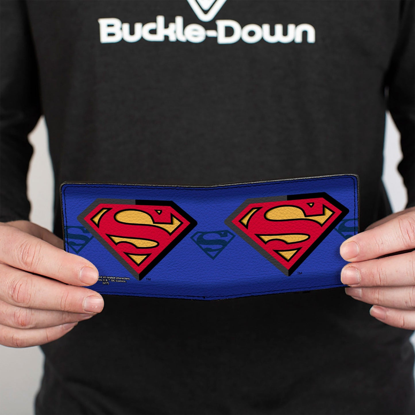 Bi-Fold Wallet - Superman Shield Centered Shield Stripe Blues
