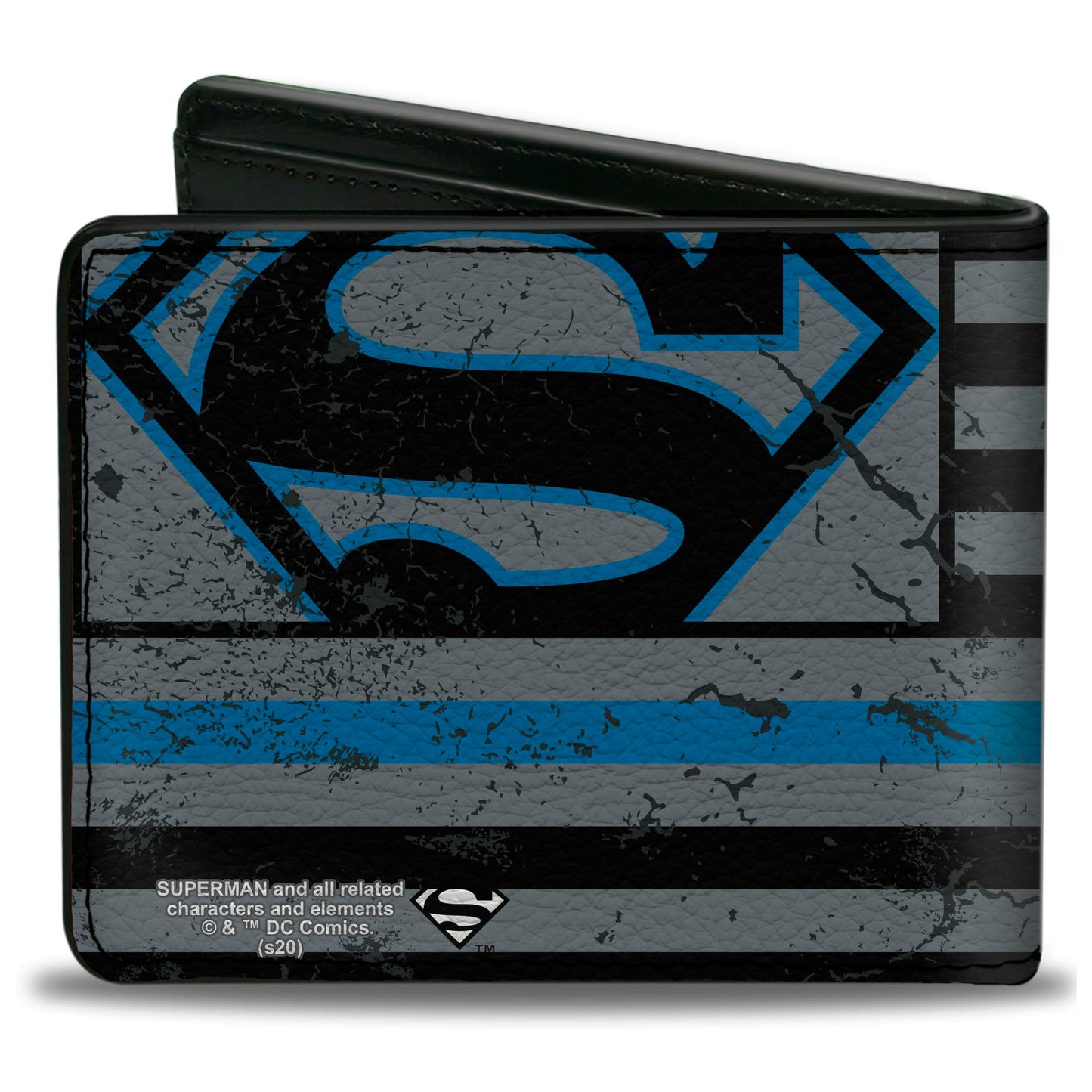 Bi-Fold Wallet - Superman Shield Thin Blue Line Weathered Gray/Black/Blue