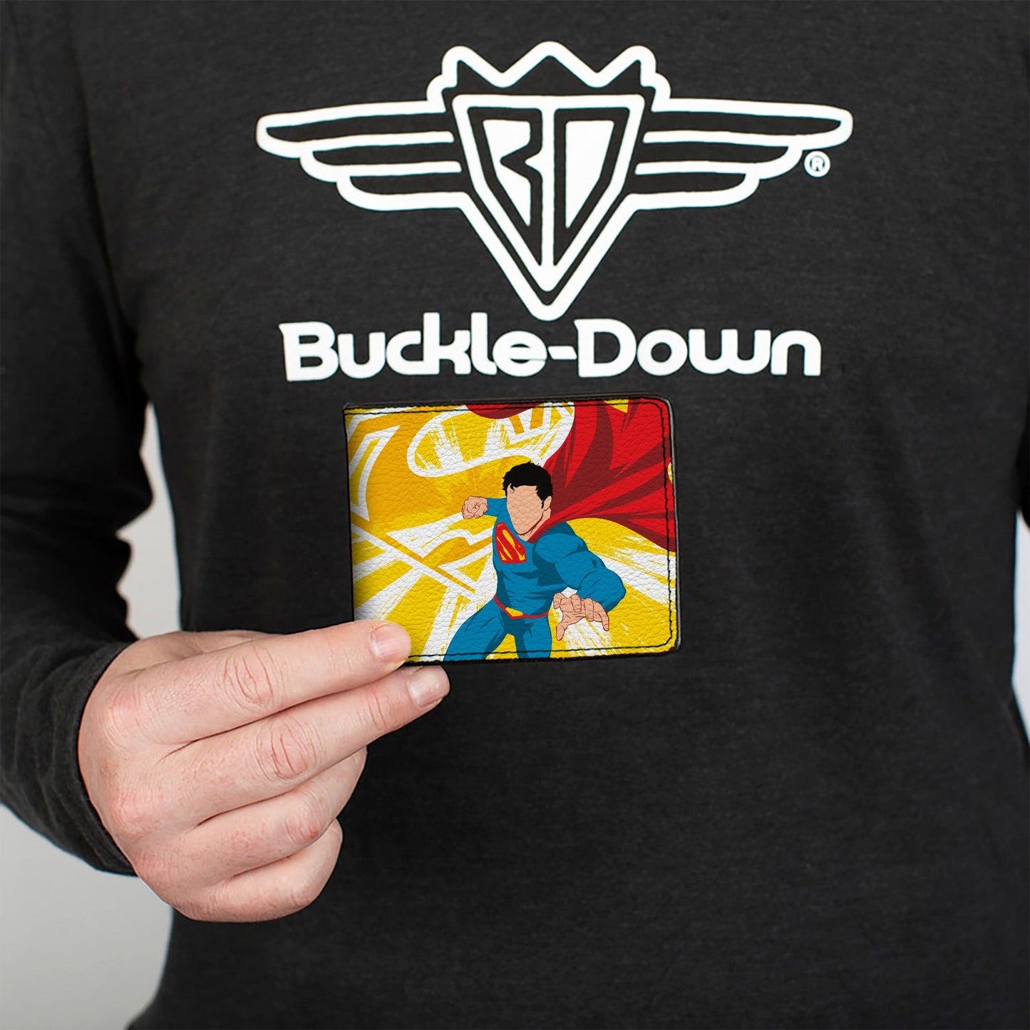 Bi-Fold Wallet - Superman Action Silhouette Pose Yellows/White