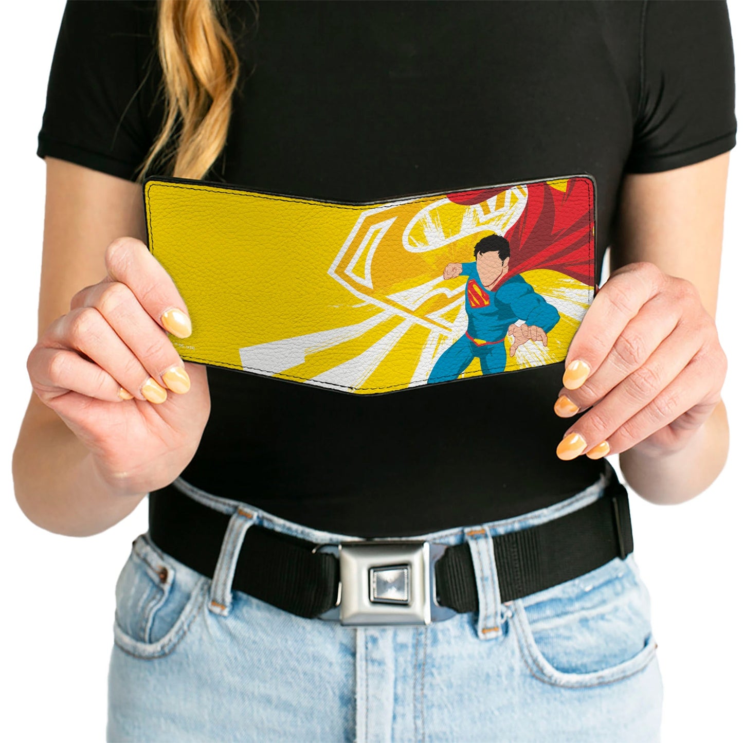 Bi-Fold Wallet - Superman Action Silhouette Pose Yellows/White