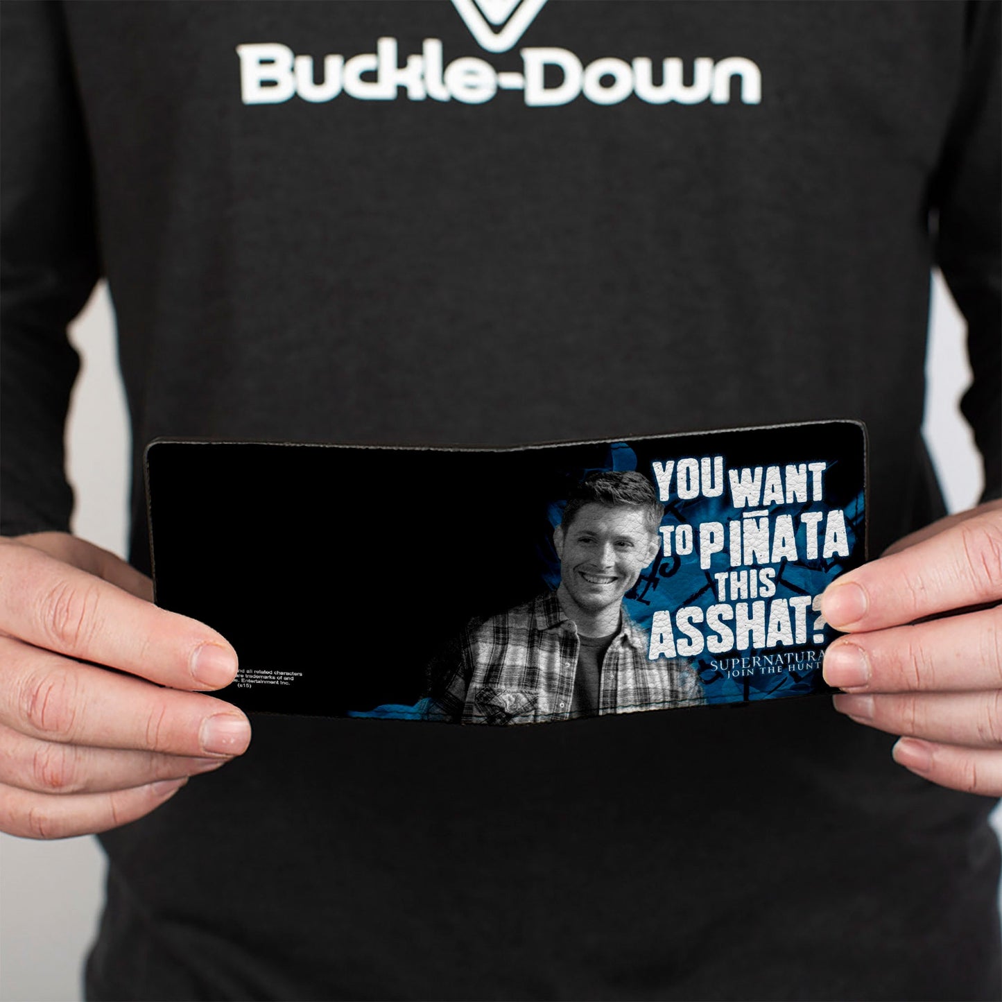 Bi-Fold Wallet - Dean Pose3 YOU WANT TO PINATA THIS ASSHAT? Black Blues Grays White