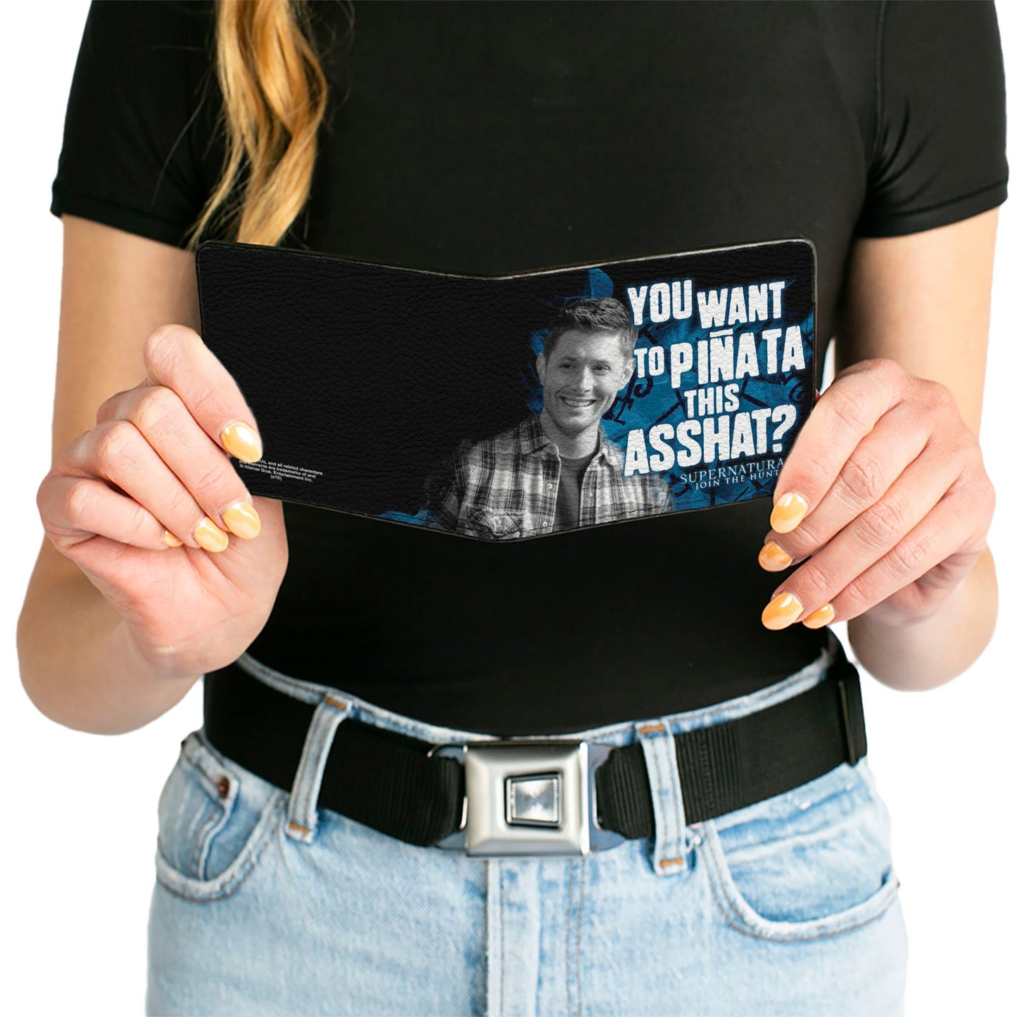 Bi-Fold Wallet - Dean Pose3 YOU WANT TO PINATA THIS ASSHAT? Black Blues Grays White