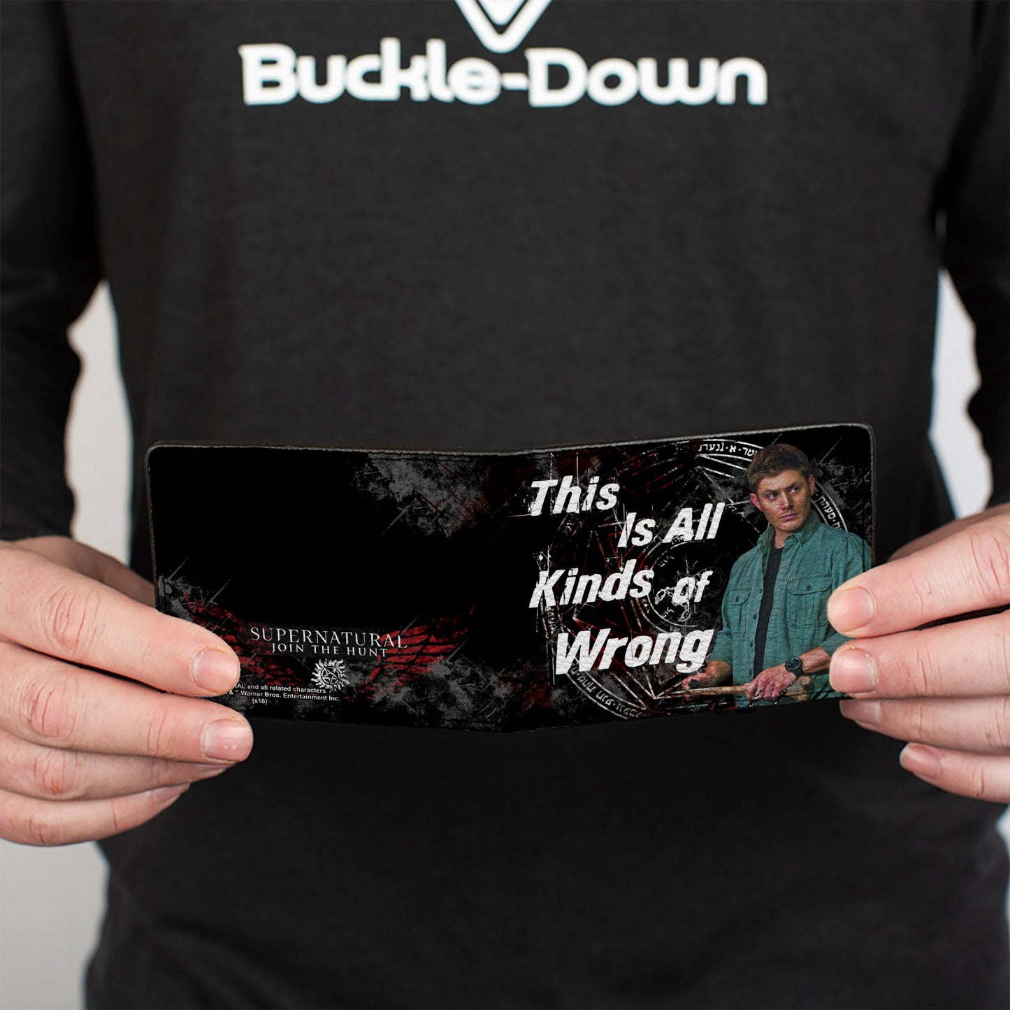 Bi-Fold Wallet - Dean Pose1 THIS IS ALL KINDS OF WRONG + SUPERNATURAL Black Grays Red White