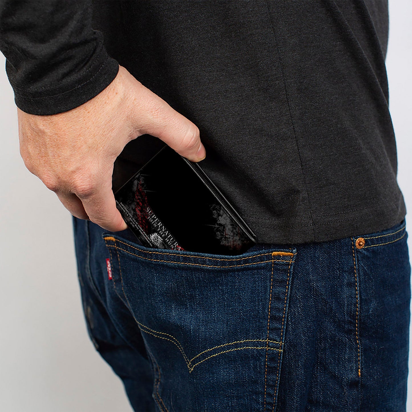 Bi-Fold Wallet - Dean Pose1 THIS IS ALL KINDS OF WRONG + SUPERNATURAL Black Grays Red White