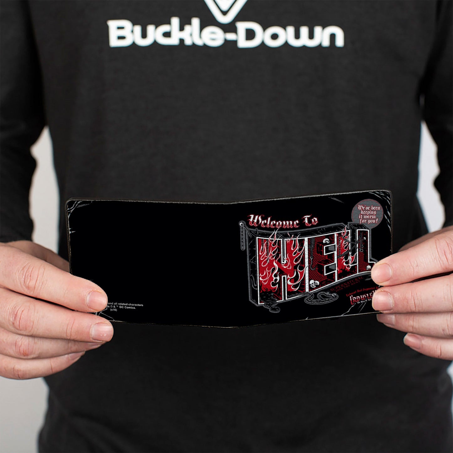 Bi-Fold Wallet - Supernatural WELCOME TO HELL Flames Skulls Chains Black Gray Red White