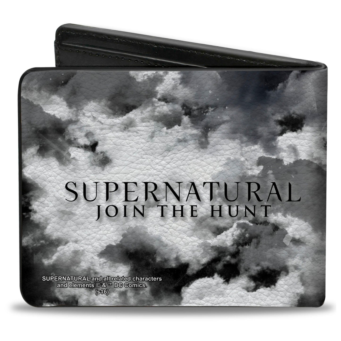Bi-Fold Wallet - Supernatural 4-Character Poses + SUPERNATURAL-JOIN THE HUNT Clouds Grays Black