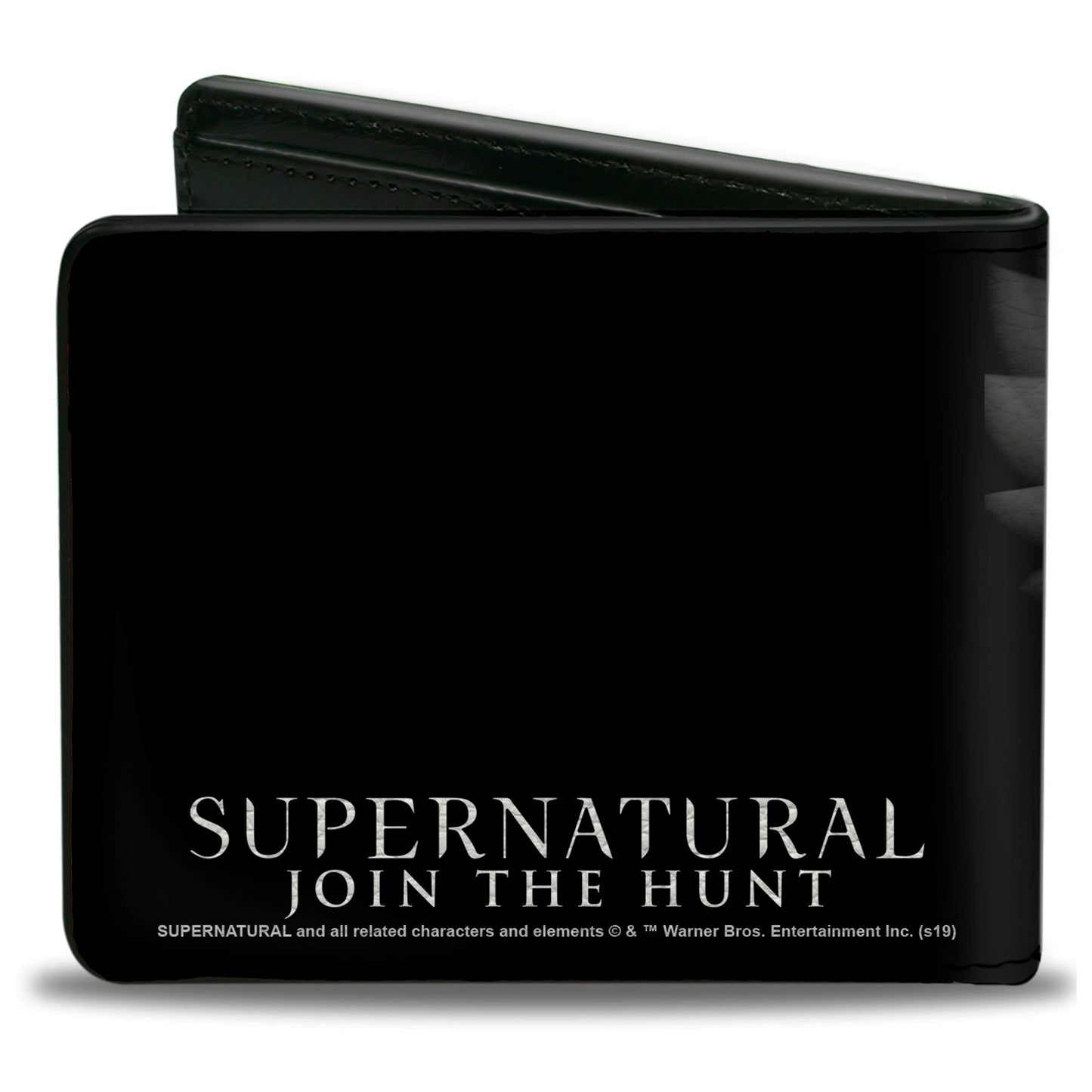 Bi-Fold Wallet - SUPERNATURAL Castiel Angel Wings Pose + Logo Black White