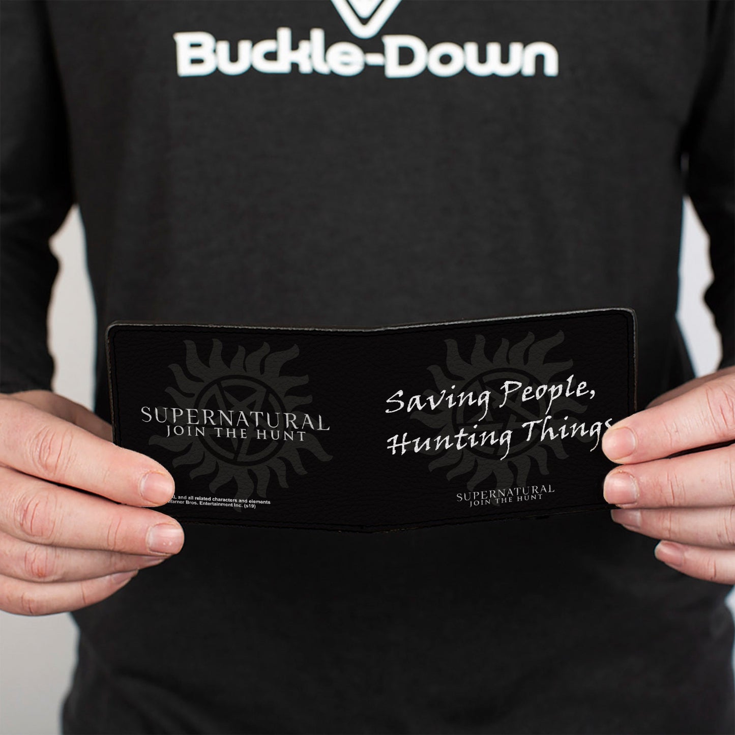 Bi-Fold Wallet - Supernatural SAVING PEOPLE, HUNTING THINGS + Logo Black Gray White