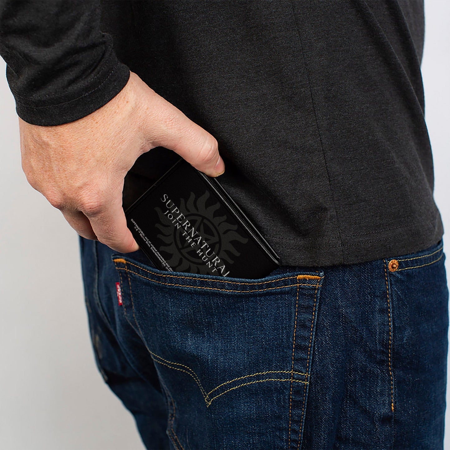 Bi-Fold Wallet - Supernatural SAVING PEOPLE, HUNTING THINGS + Logo Black Gray White