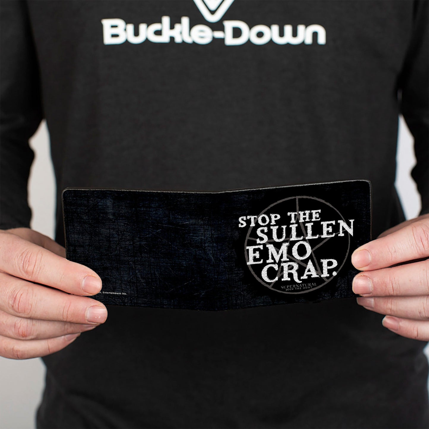Bi-Fold Wallet - STOP THE SULLEN EMO CRAP Pentagram Black Grays White