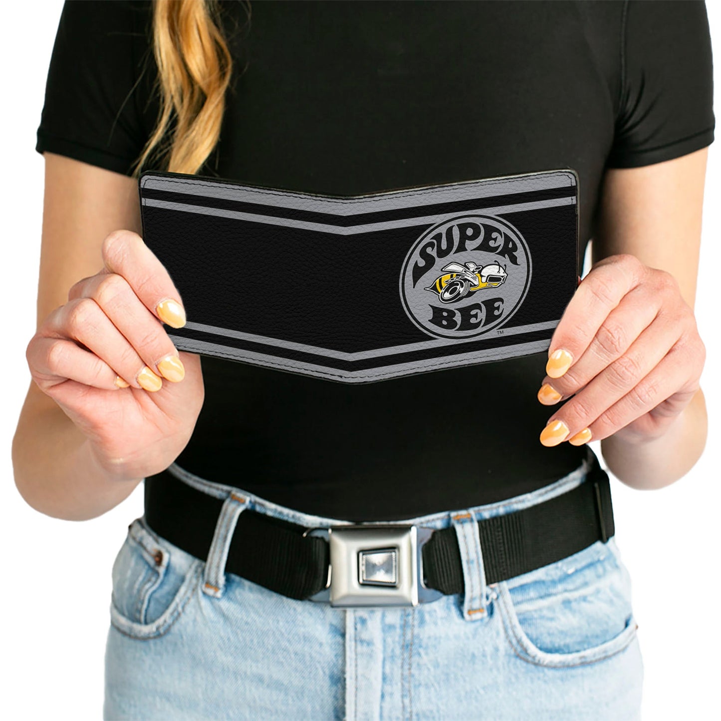Bi-Fold Wallet - SUPER BEE Logo Stripes Black Gray