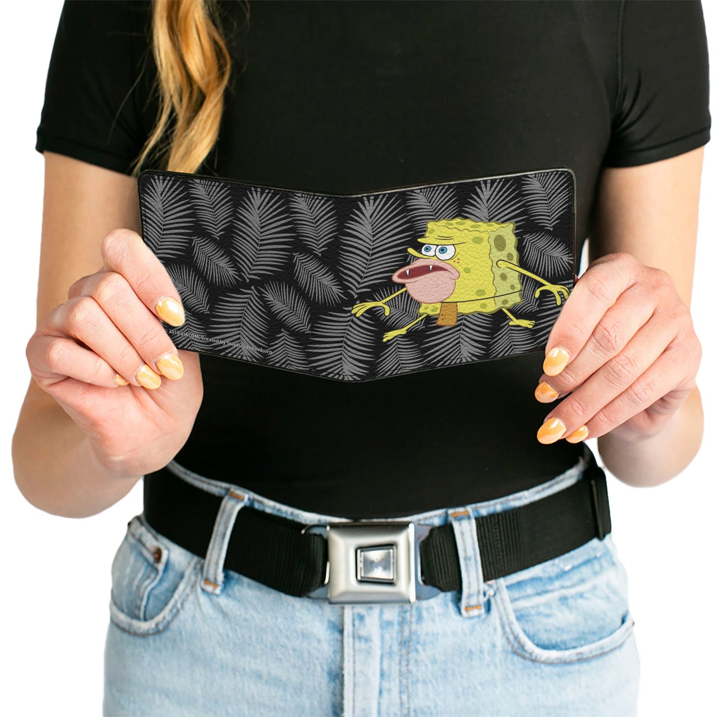Bi-Fold Wallet - Primitive Sponge Pose Leaves Black Gray