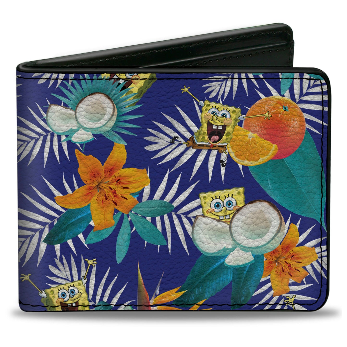 Bi-Fold Wallet - SpongeBob Poses Tropical Orange and Coconut Collage Blues