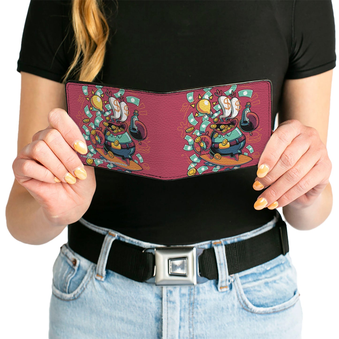 Bi-Fold Wallet - SpongeBob Mr. Krabs Dollar Sign Pose Pink