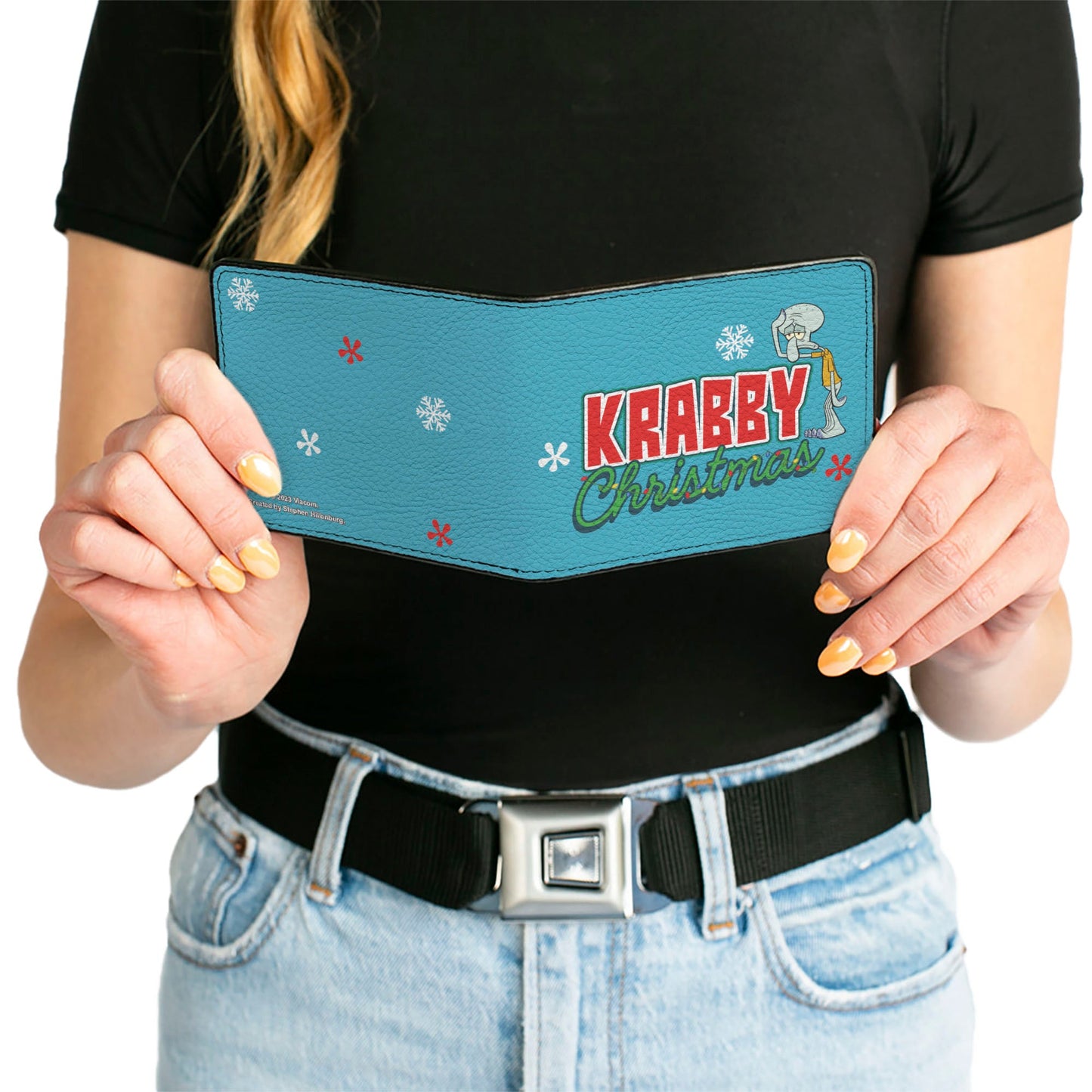 Bi-Fold Wallet - SpongeBob Squidward KRABBY CHRISTMAS Pose Blue