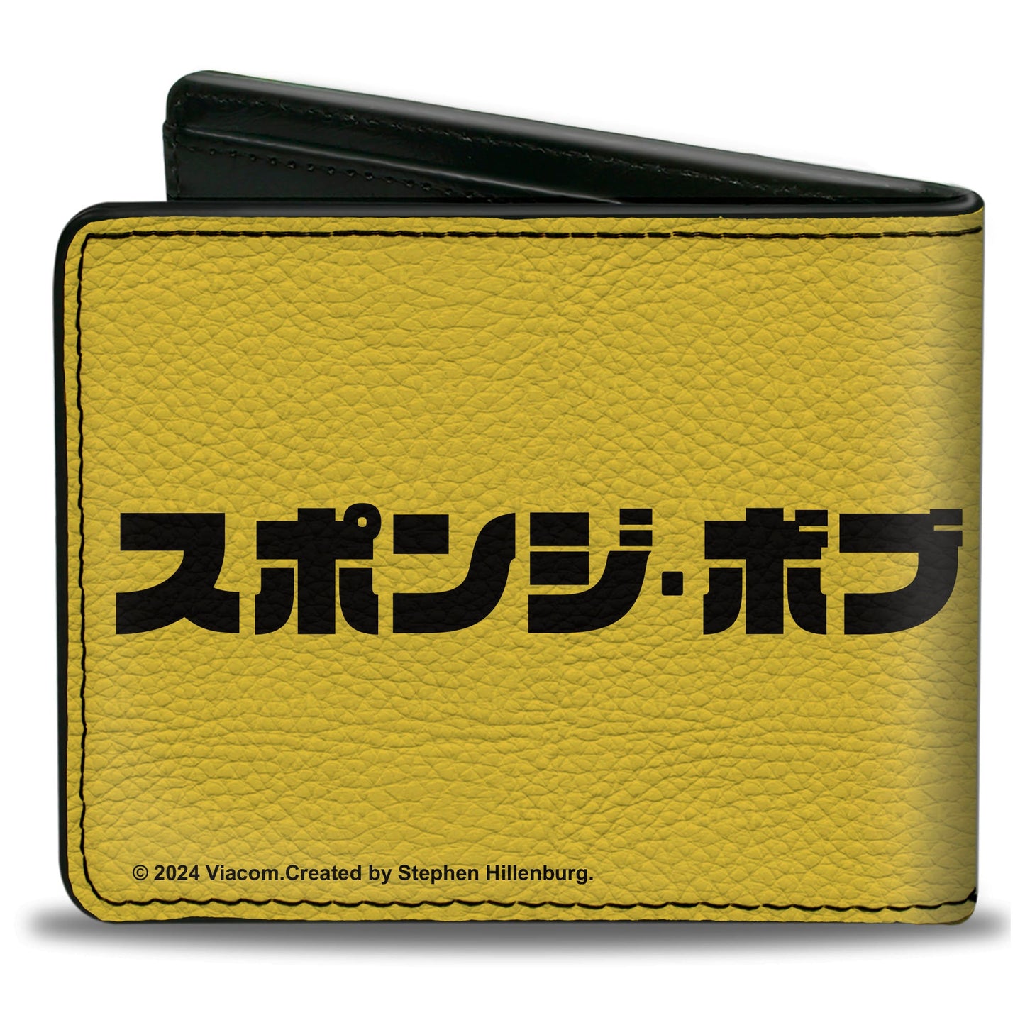 Bi-Fold Wallet - SpongeBob SquarePants GNARLY Face and Japanese Text Yellow/Black