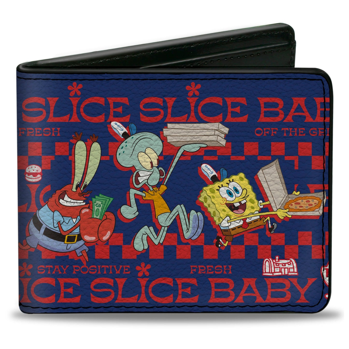 Bi-Fold Wallet - SpongeBob SquarePants The Krusty Krab Crew SLICE SLICE BABY Pose Blue/Red