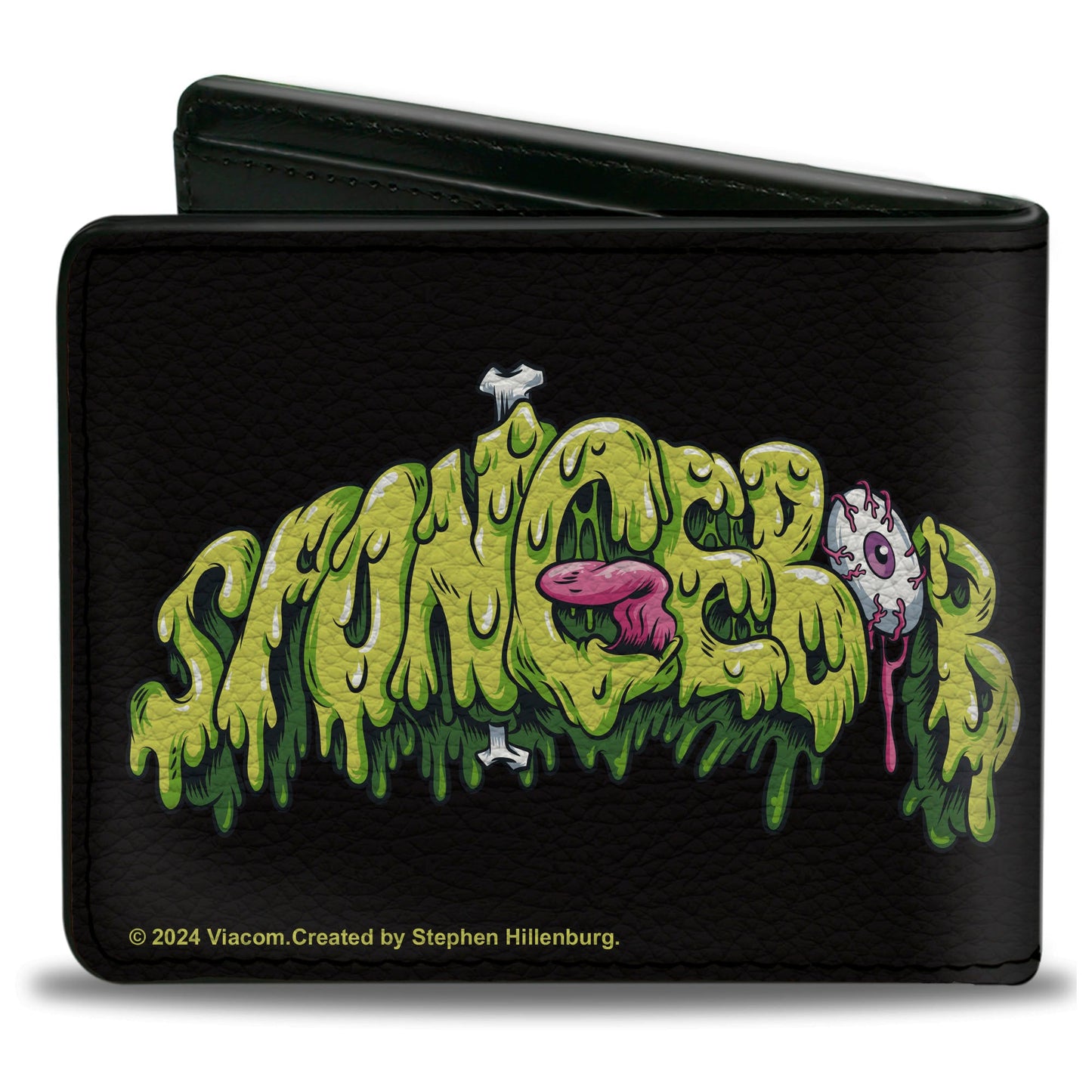 Bi-Fold Wallet - SpongeBob SquarePants SPONGEBOB Slime Text and Skull Black