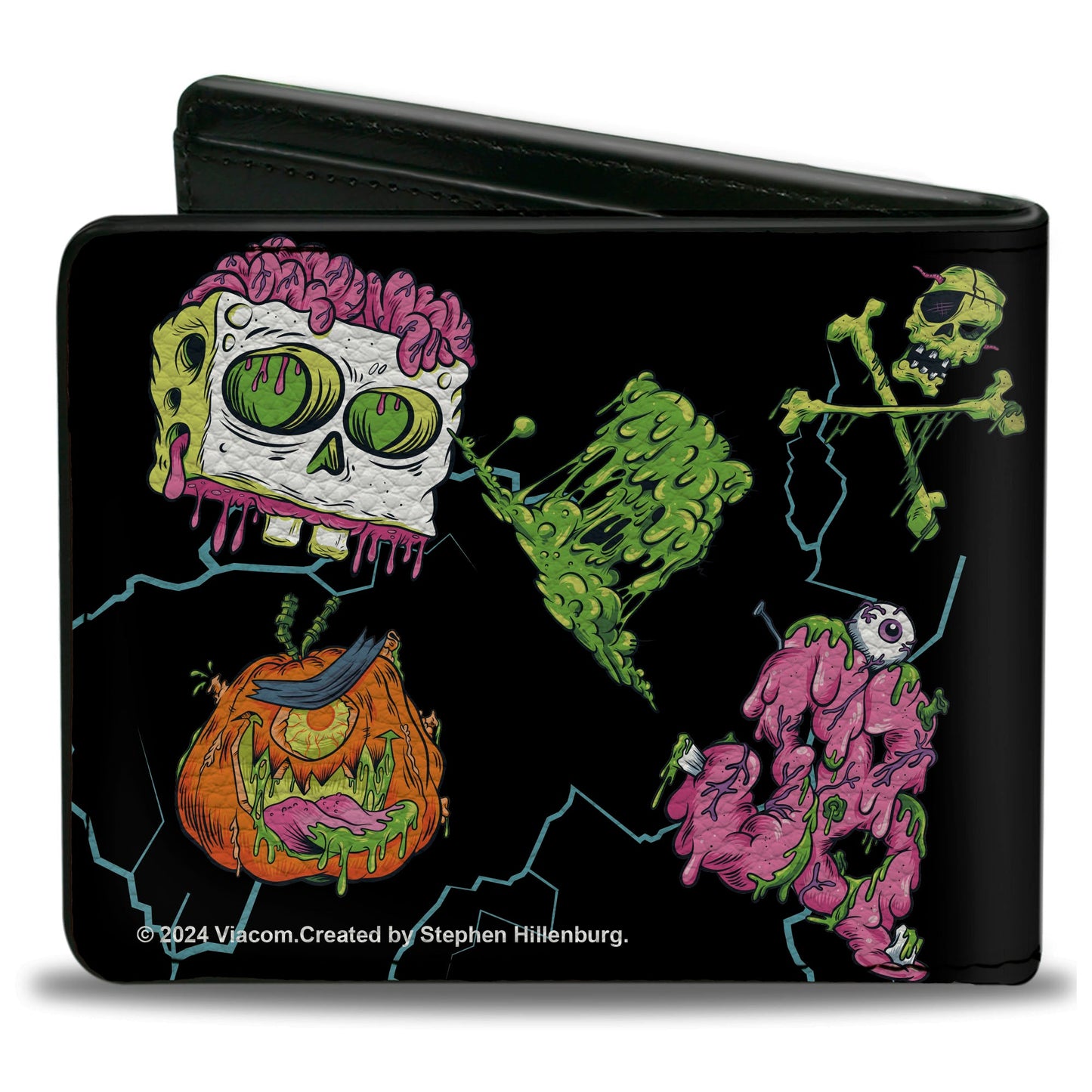 Bi-Fold Wallet - SpongeBob SquarePants Halloween Slime Icons Scattered Black