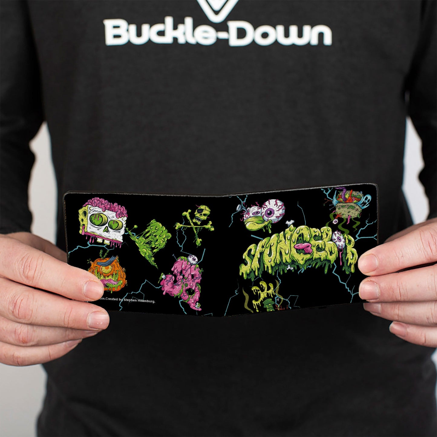 Bi-Fold Wallet - SpongeBob SquarePants Halloween Slime Icons Scattered Black