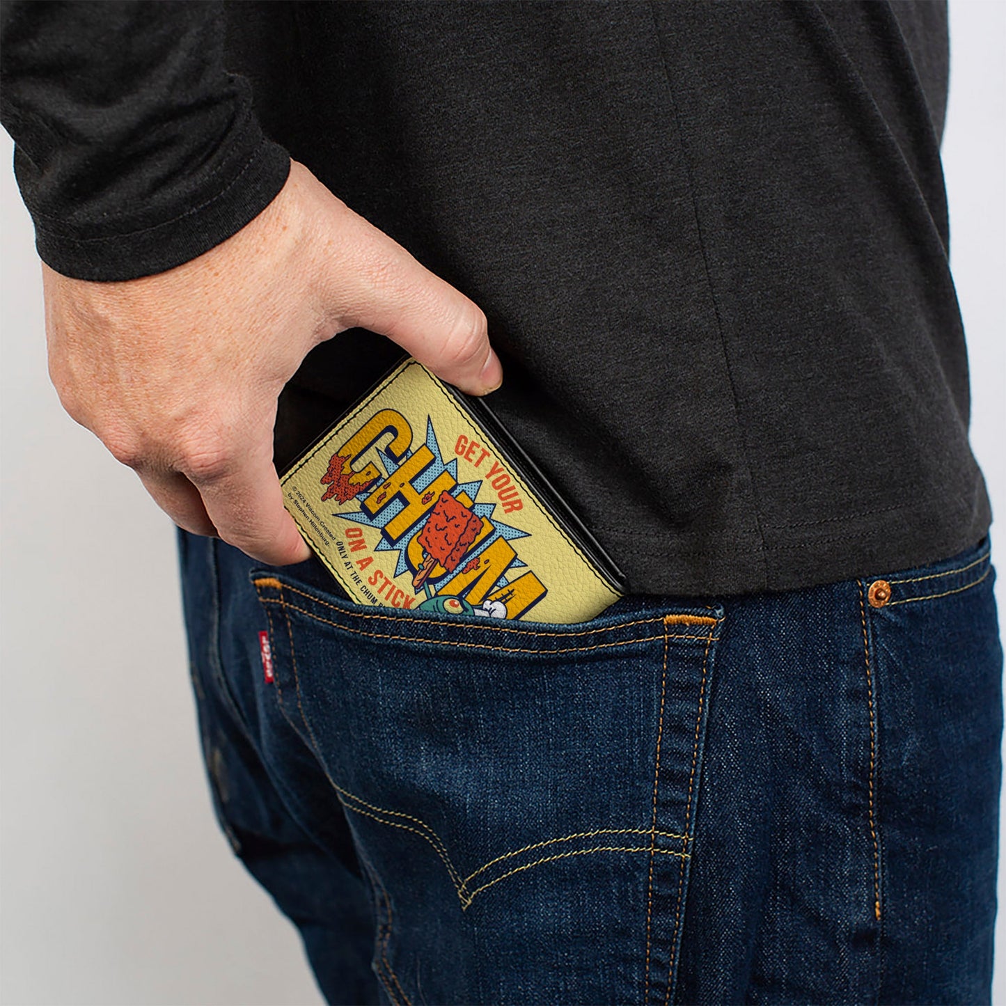 Bi-Fold Wallet - SpongeBob SquarePants Plankton GET YOUR CHUM ON A STICK Pose Yellow