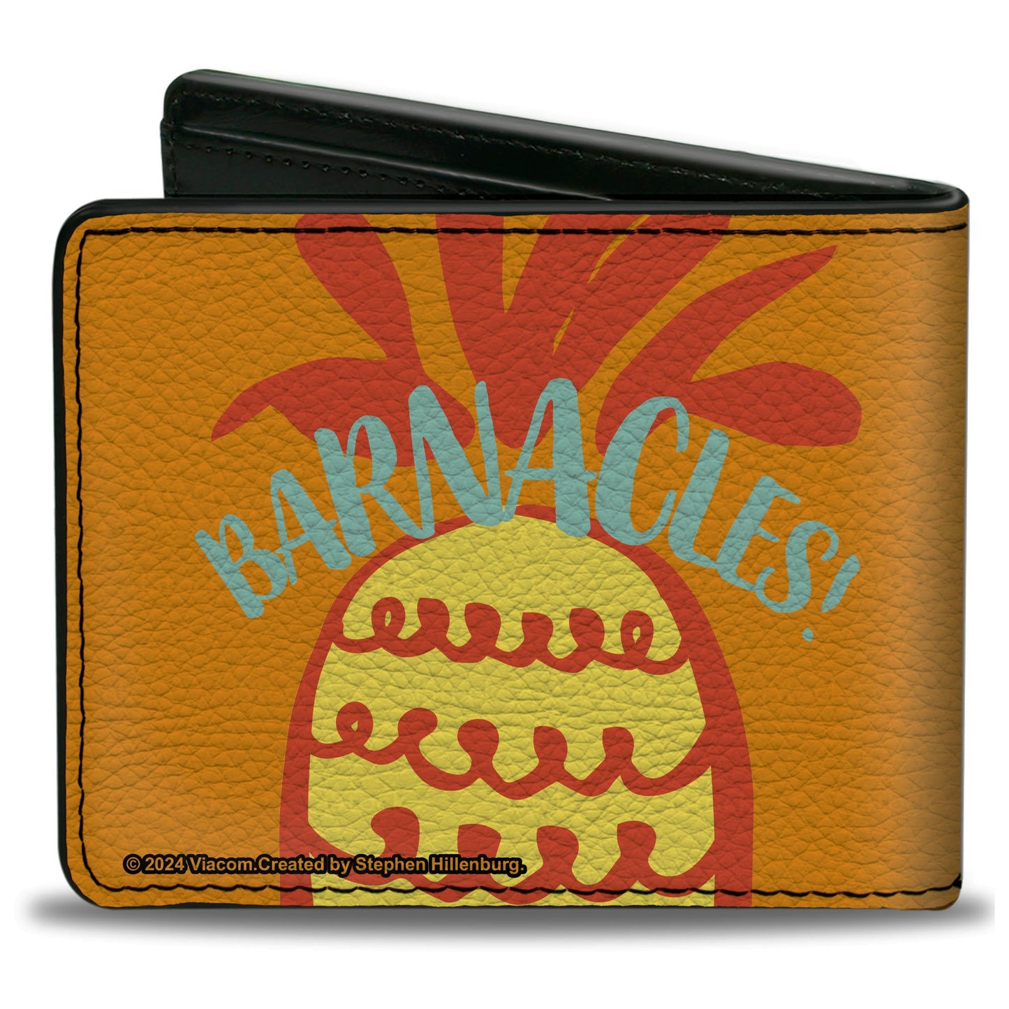 Bi-Fold Wallet - SpongeBob SquarePants Character Close-Up Face and BARNACLES Pineapple Blocks