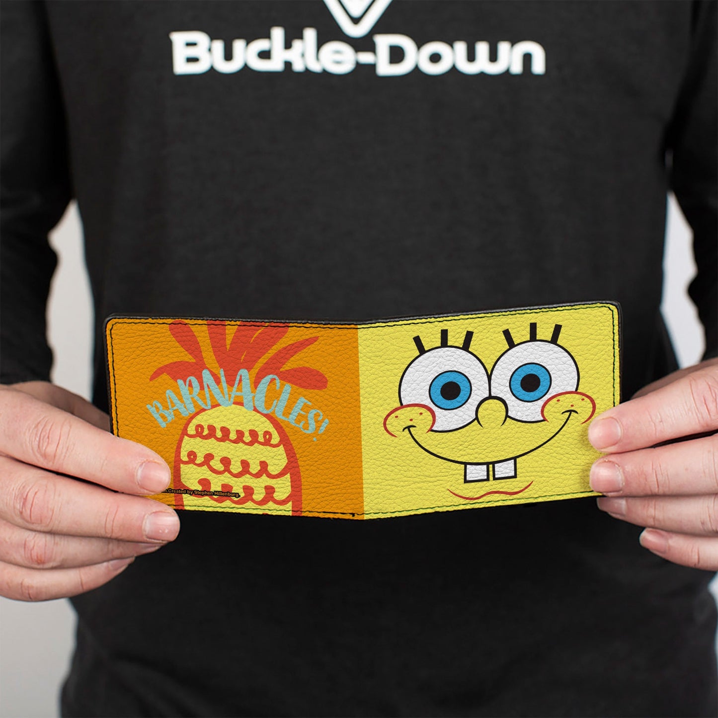 Bi-Fold Wallet - SpongeBob SquarePants Character Close-Up Face and BARNACLES Pineapple Blocks