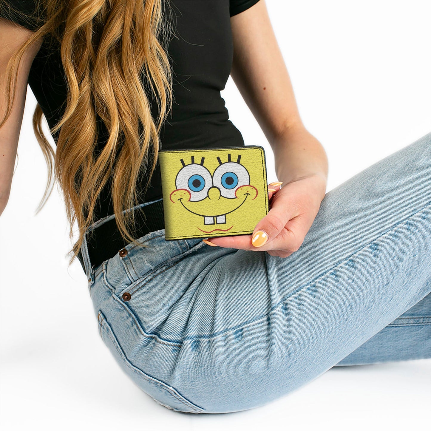 Bi-Fold Wallet - SpongeBob SquarePants Character Close-Up Face and BARNACLES Pineapple Blocks
